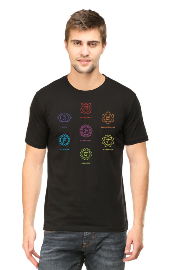 Round Neck Half Sleeve Tee (Body Chakras, Yoga, Meditation)