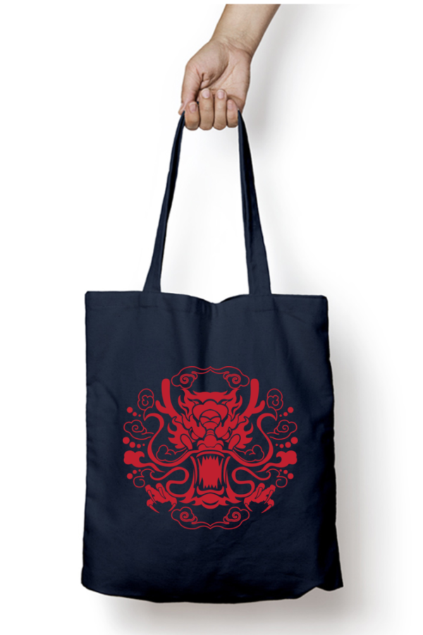 Unisex Tote Bag with Zipper (Red Dragon)
