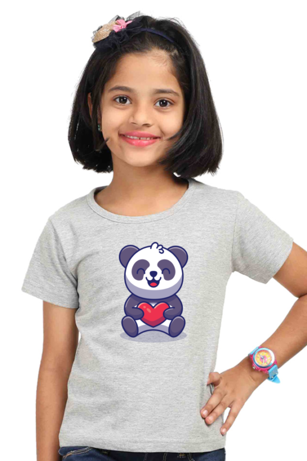 Round Neck Half Sleeve Tee (Smiling Panda Holding Heart)