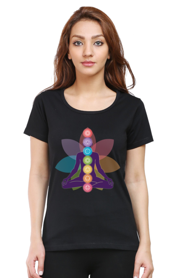 Round Neck Half Sleeve Tee (Body Chakras, Yoga, Meditation)