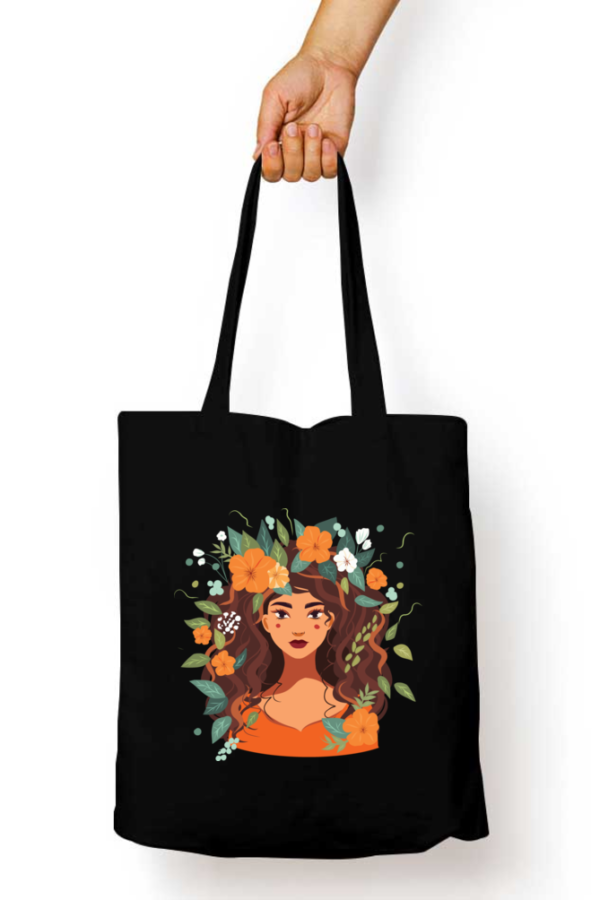 Unisex Tote Bag with Zipper (Lady with Flower Crown)