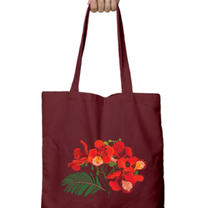 Unisex Tote Bag with Zipper (Flowers)
