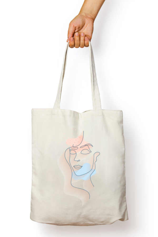 Unisex Tote Bag with Zipper (Lady's Face Art)
