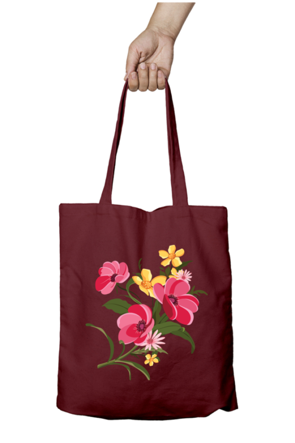 Unisex Tote Bag with Zipper (Flowers)
