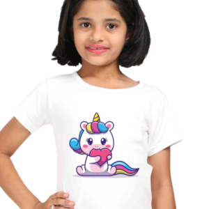 Round Neck Half Sleeve Tee (Baby Unicorn with Heart)