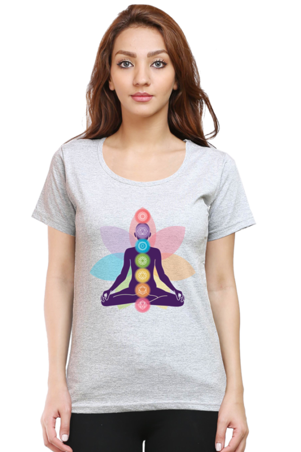 Round Neck Half Sleeve Tee (Body Chakras, Yoga, Meditation)