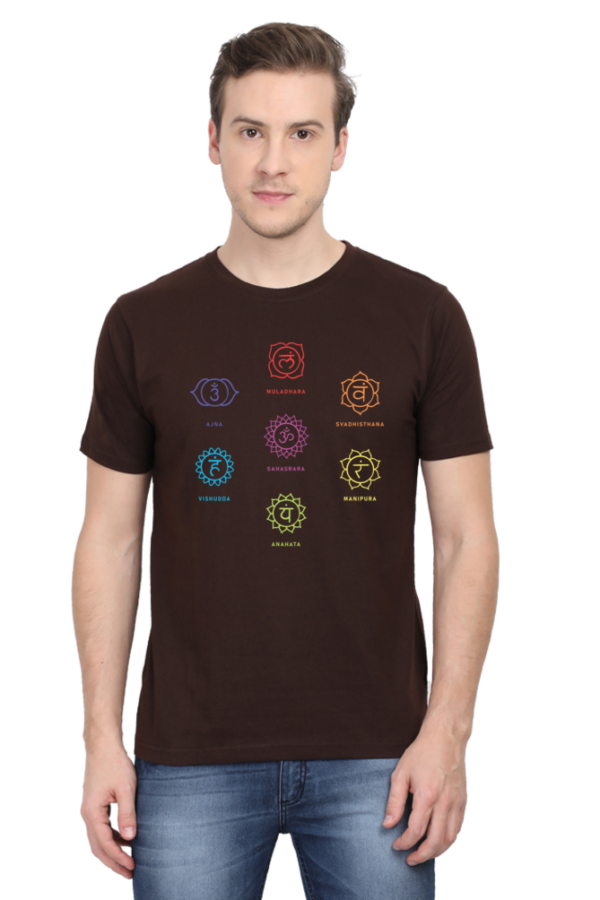 Round Neck Half Sleeve Tee (Body Chakras, Yoga, Meditation)