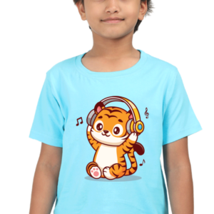 Round Neck Half Sleeve Tee (Tiger Cub with Headphone)