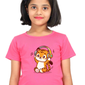 Round Neck Half Sleeve Tee (Baby Tiger with Headphone)