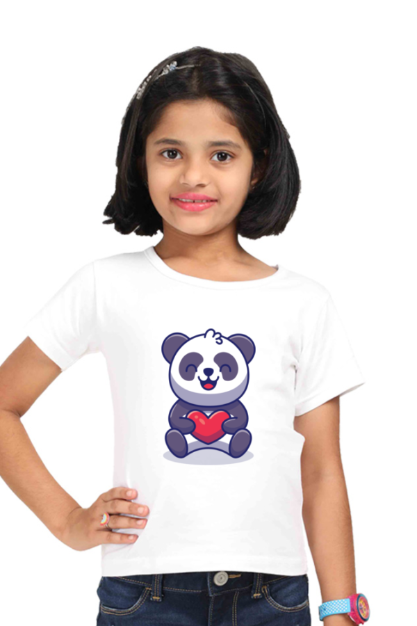 Round Neck Half Sleeve Tee (Smiling Panda Holding Heart)