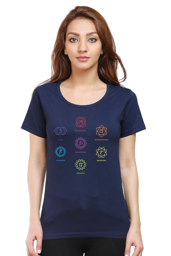 Round Neck Half Sleeve Tee (Body Chakras, Yoga, Meditation)