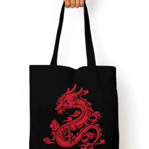 Unisex Tote Bag with Zipper (Red Dragon)
