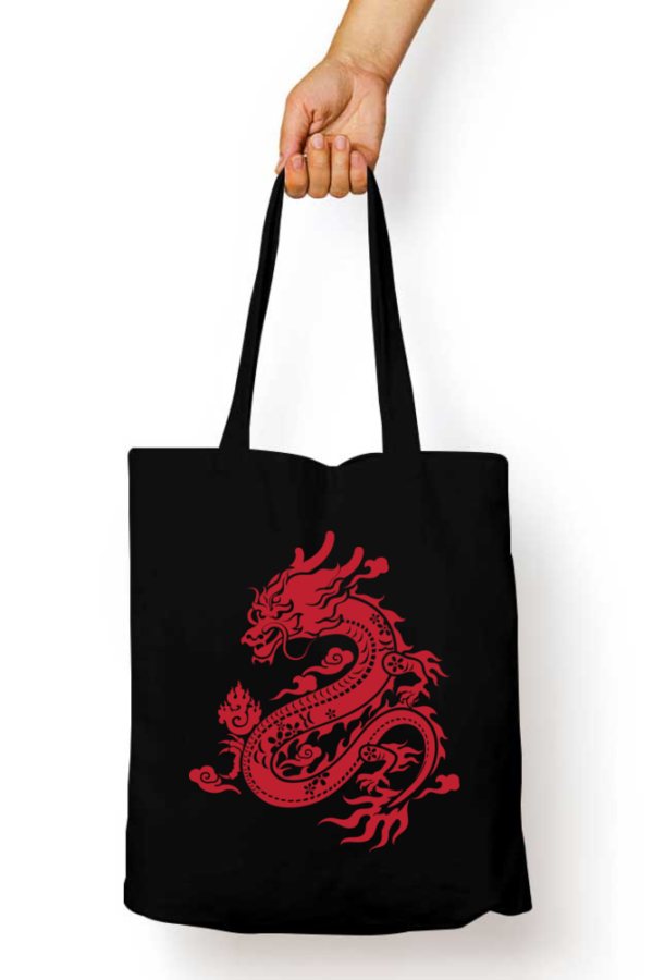 Unisex Tote Bag with Zipper (Red Dragon)