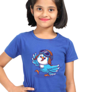 Round Neck Half Sleeve Tee (Dancing Blue Bird)