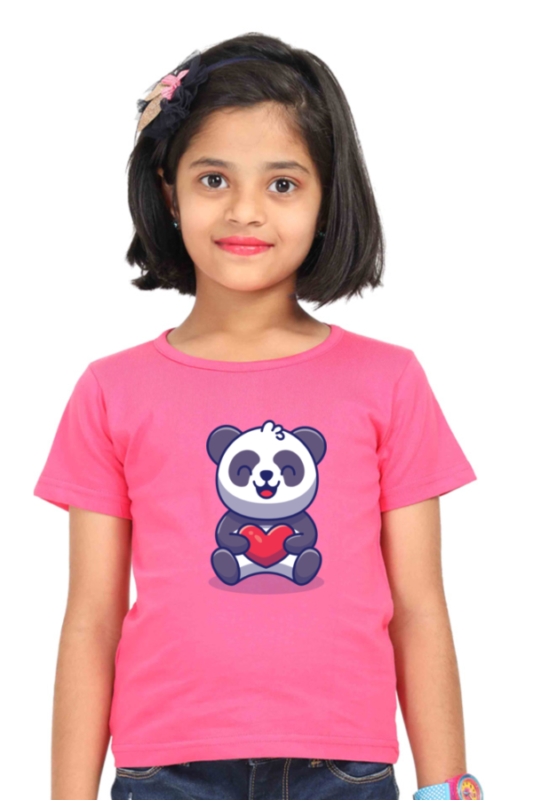 Round Neck Half Sleeve Tee (Smiling Panda Holding Heart)