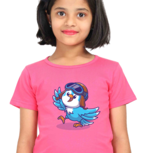 Round Neck Half Sleeve Tee (Dancing Blue Bird)