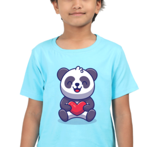 Round Neck Half Sleeve Tee (Panda with Heart)