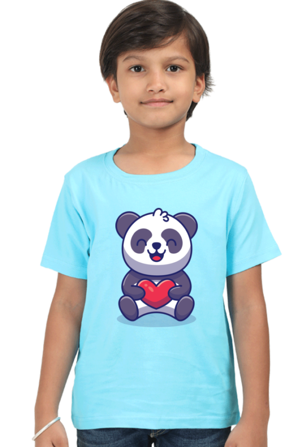 Round Neck Half Sleeve Tee (Panda with Heart)