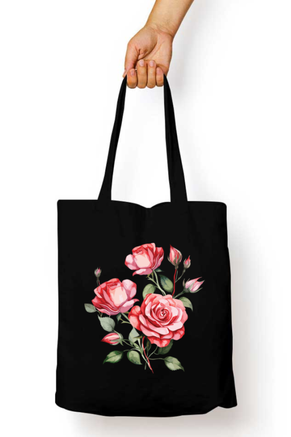 Unisex Tote Bag with Zipper (Flowers)
