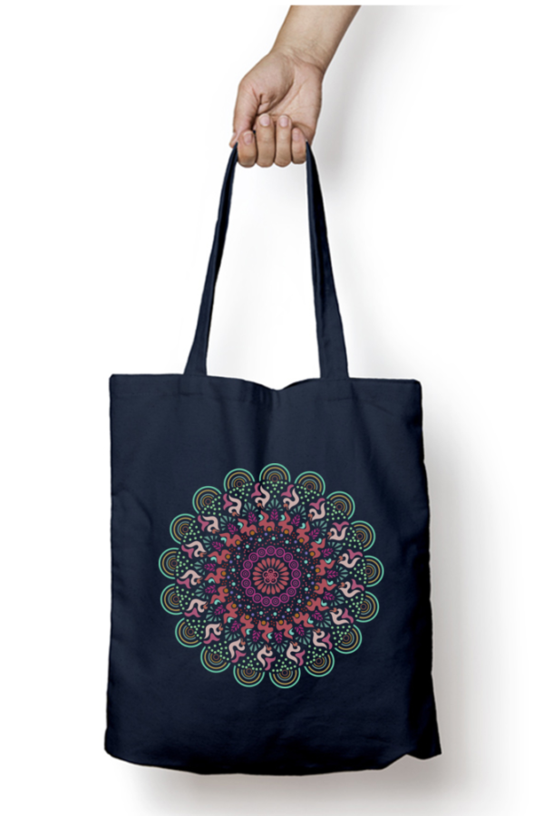 Unisex Tote Bag with Zipper (Mandala)