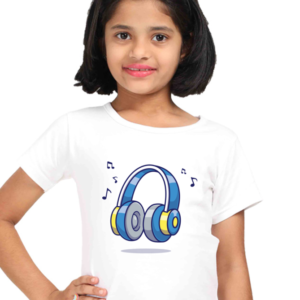 Round Neck Half Sleeve Tee (Blue Headphone)