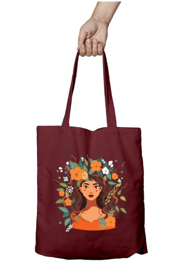 Unisex Tote Bag with Zipper (Lady with Flower Crown)