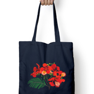 Unisex Tote Bag with Zipper (Flowers)
