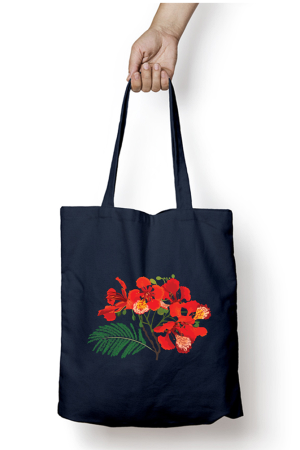 Unisex Tote Bag with Zipper (Flowers)