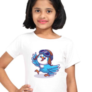 Round Neck Half Sleeve Tee (Dancing Blue Bird)