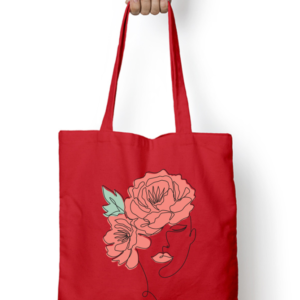 Unisex Tote Bag with Zipper (Lady with Flowers)