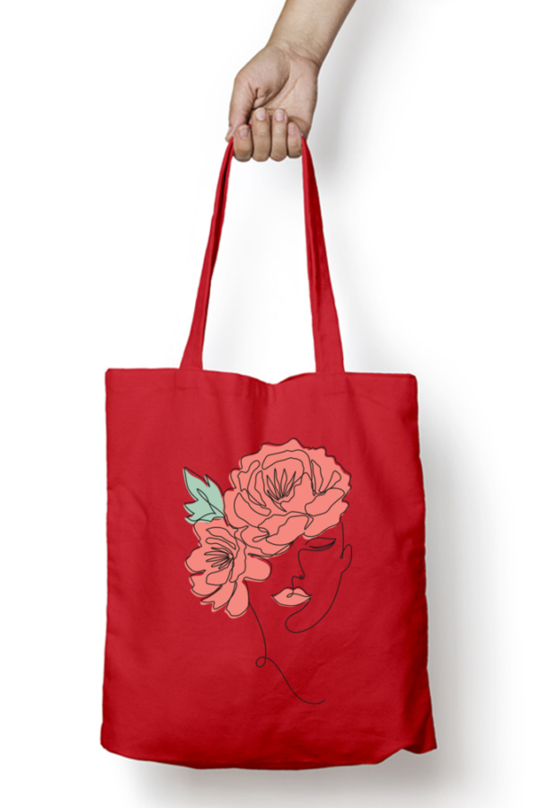 Unisex Tote Bag with Zipper (Lady with Flowers)