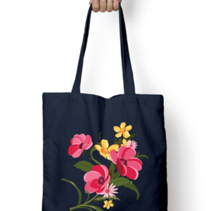 Unisex Tote Bag with Zipper (Flowers)