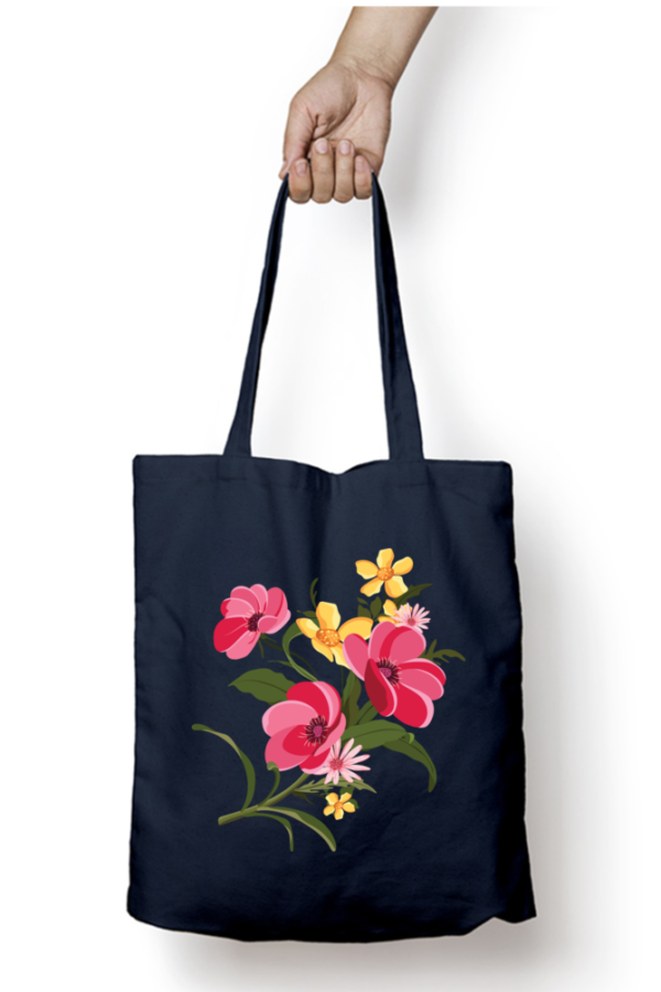 Unisex Tote Bag with Zipper (Flowers)