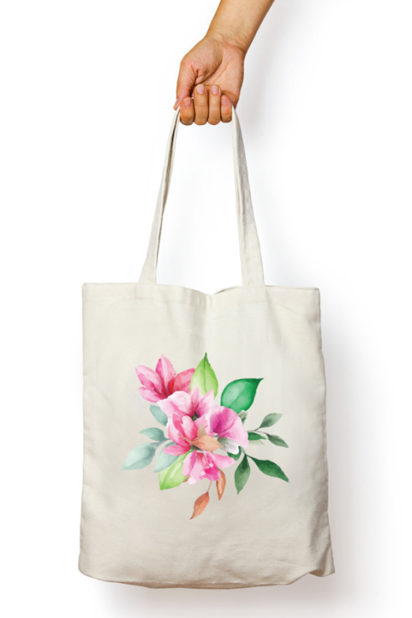 Unisex Tote Bag with Zipper (Flower)