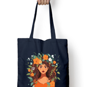 Unisex Tote Bag with Zipper (Lady with Flower Crown)