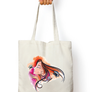 Unisex Tote Bag with Zipper (Women and Butterflies)