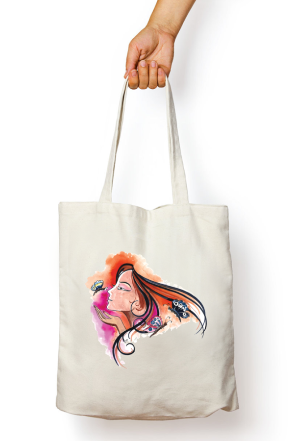 Unisex Tote Bag with Zipper (Women and Butterflies)