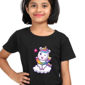 Round Neck Half Sleeve Tee (Baby Unicorn Winking)