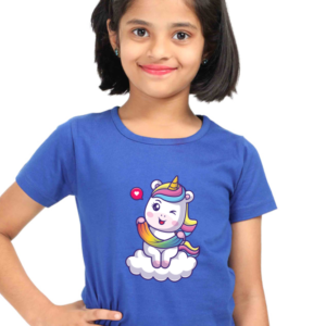 Round Neck Half Sleeve Tee (Baby Unicorn Winking)