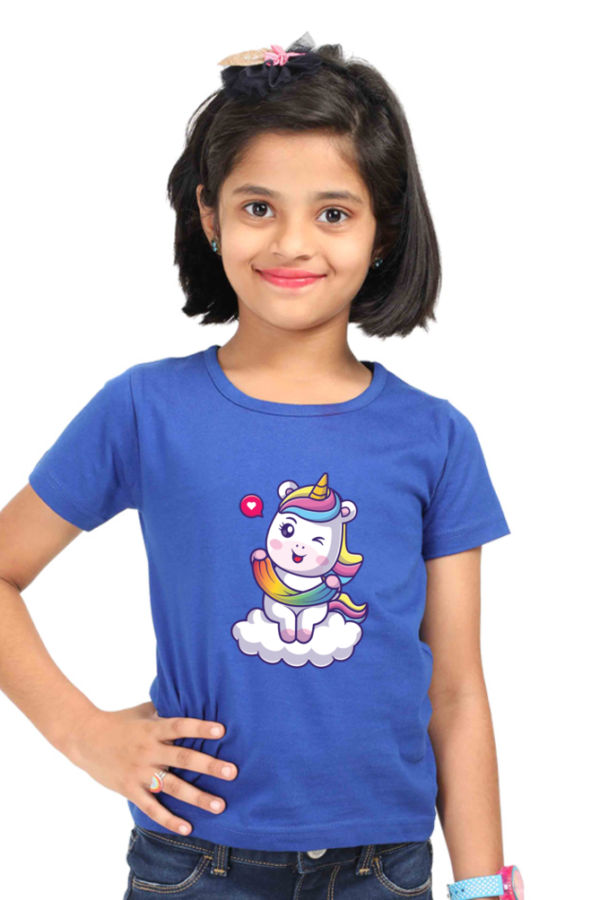 Round Neck Half Sleeve Tee (Baby Unicorn Winking)