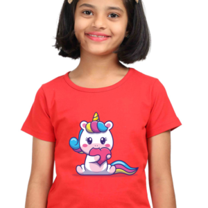 Round Neck Half Sleeve Tee (Baby Unicorn with Heart)