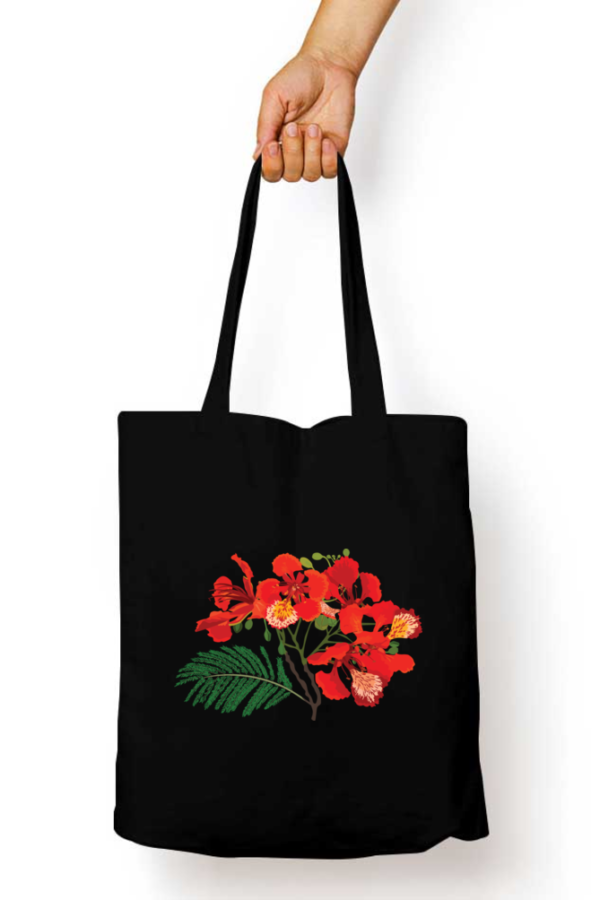 Unisex Tote Bag with Zipper (Flowers)