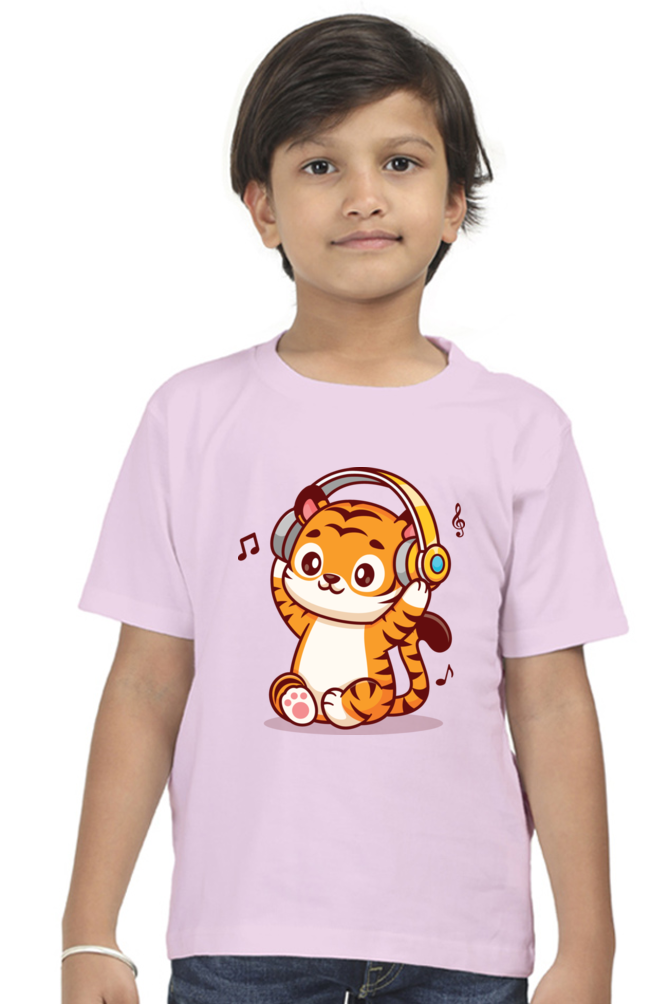 Round Neck Half Sleeve Tee (Tiger Cub with Headphone)