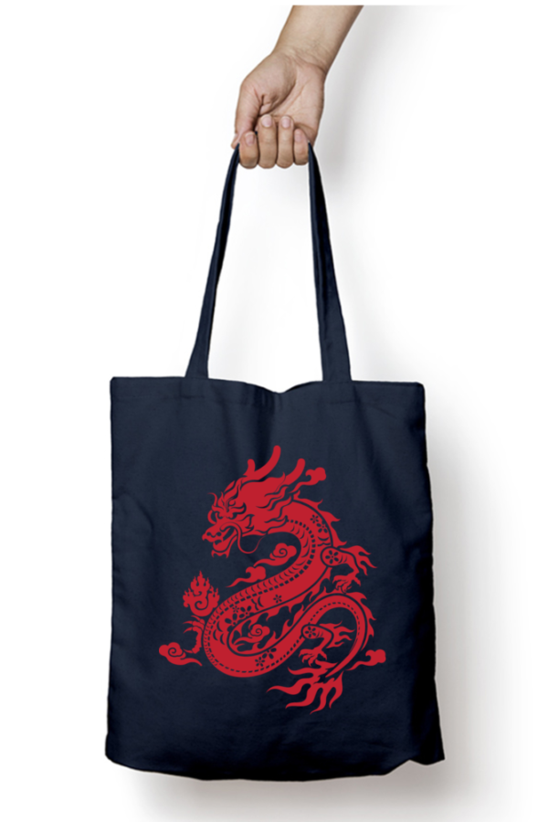 Unisex Tote Bag with Zipper (Red Dragon)