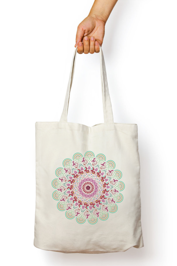 Unisex Tote Bag with Zipper (Mandala)