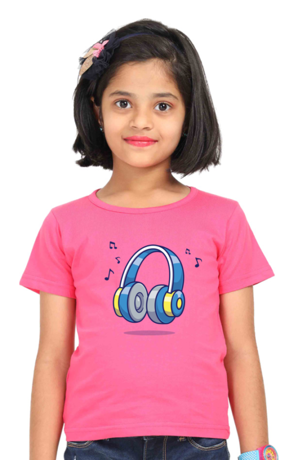 Round Neck Half Sleeve Tee (Blue Headphone)