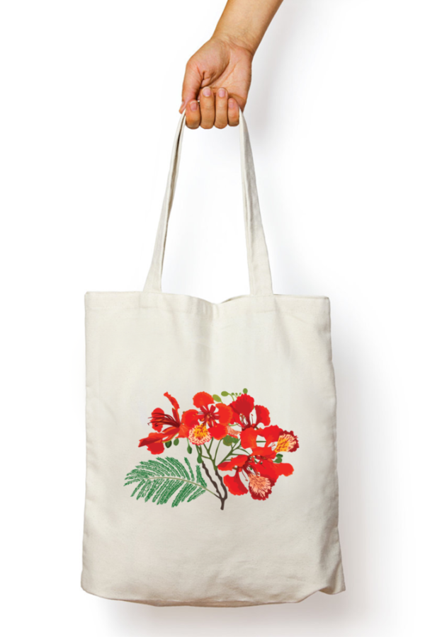 Unisex Tote Bag with Zipper (Flowers)