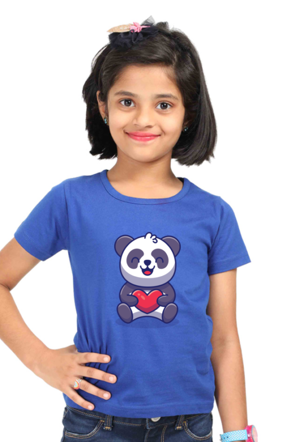 Round Neck Half Sleeve Tee (Smiling Panda Holding Heart)