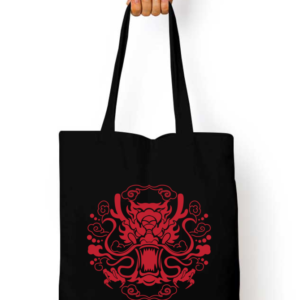 Unisex Tote Bag with Zipper (Red Dragon)