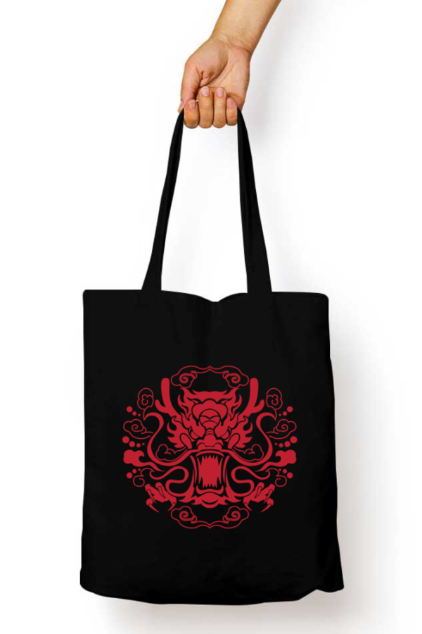 Unisex Tote Bag with Zipper (Red Dragon)